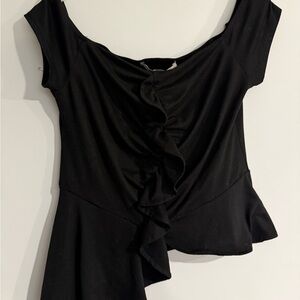 Elegant Black Ruffled Women's Top